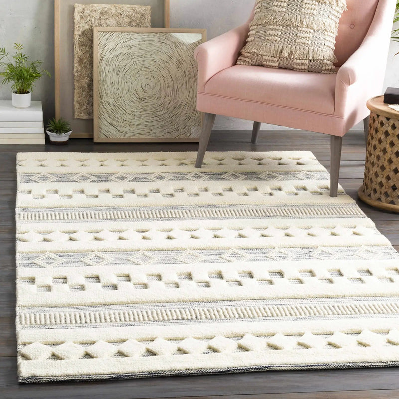 Corry Cream&Black Wool Rug - Clearance by Boutique Rugs