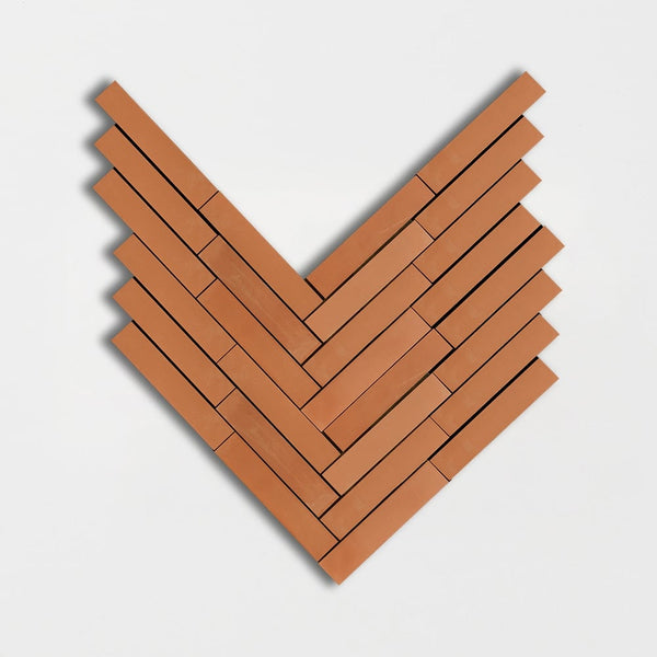 Cotto Natural Large Herringbone Terracotta Mosaics 13 1/2x15 5/8
