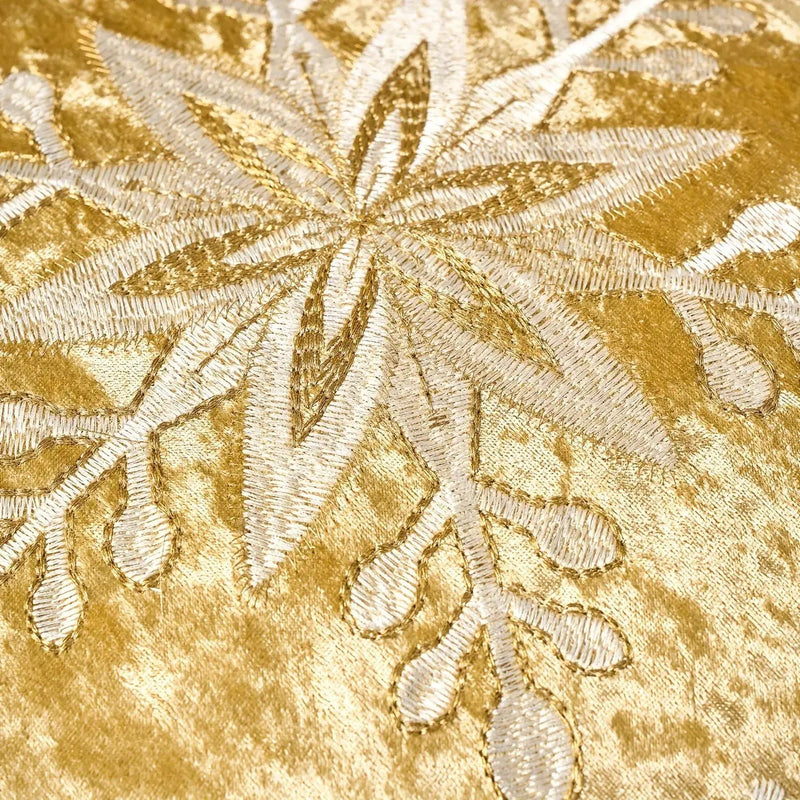 Cotton Christmas Pillow Cover 18x18 inches, White with Golden Snowflake Design by House Of Avana