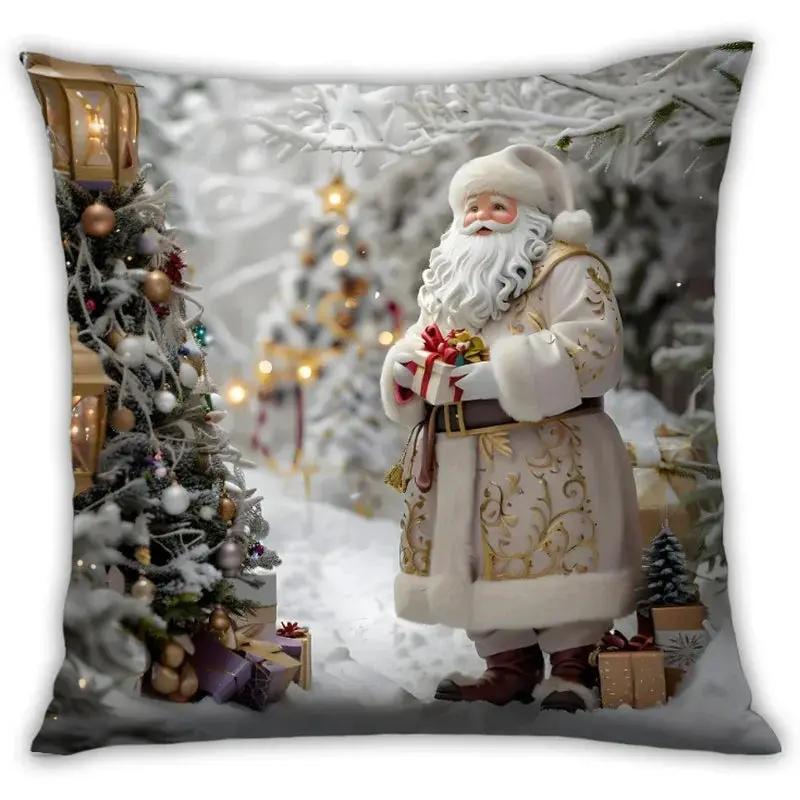 Cotton Christmas Pillow Covers, Santa Claus Pattern, Nordic Style Home Decor by House Of Avana