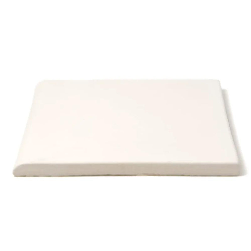 Cotton Matte Bullnose Ceramic Moldings 6x6 closeup 1