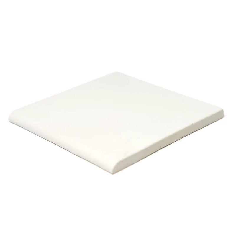 Cotton Matte Bullnose Ceramic Moldings 6x6 closeup 2