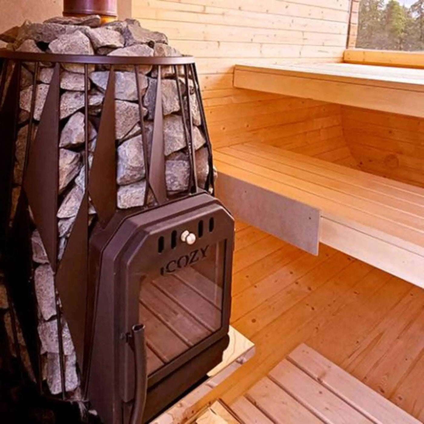 Cozy Heat OG Wood-Burning Sauna Stove With Sauna Stones [COZY OG] (SAK37298) by SAKSBY WHOLESALE