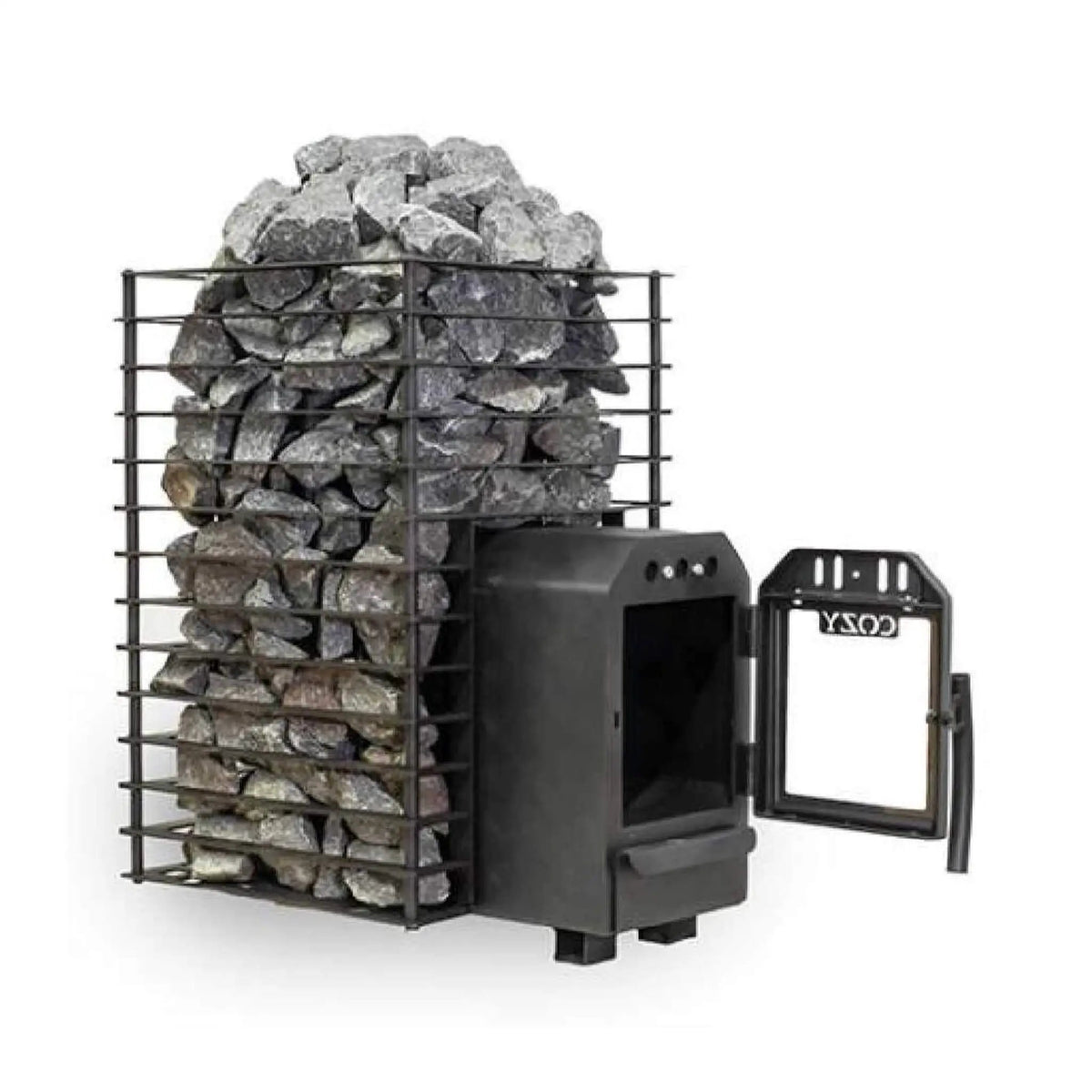 Cozy Heat Quattro Thru-Wall Square Style Sauna Stove With Sauna Stones [COZY QUATTRO TW] (SAK81754) by SAKSBY WHOLESALE