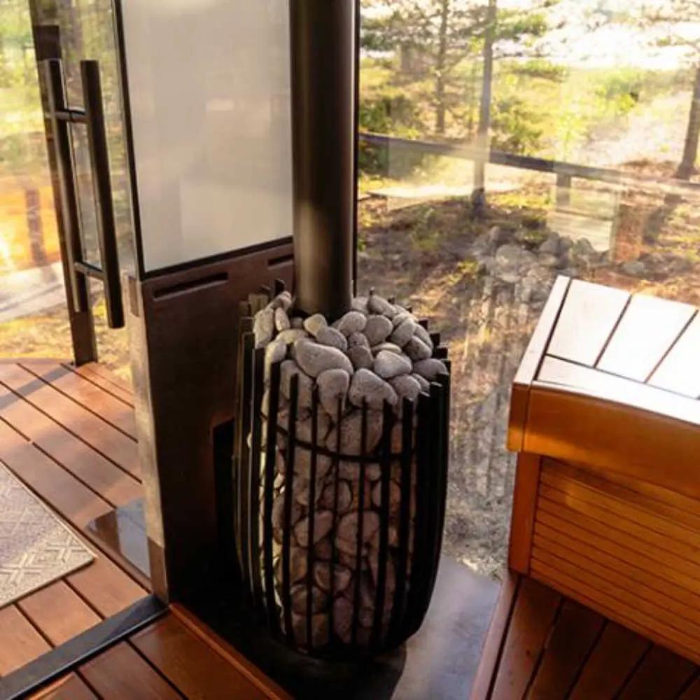 Cozy Heat SW Thru-Wall Wood Burning Sauna Stove With Sauna Stones [COZY SW-TW] (SAK69342) by SAKSBY WHOLESALE