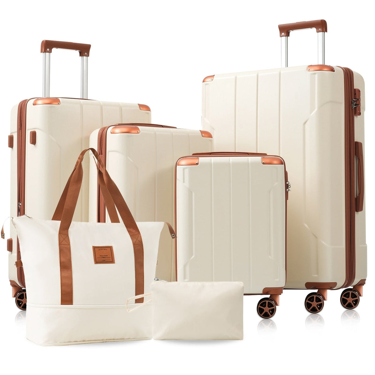 Brown & White 6-Piece Expandable Hardshell Luggage Set, photo 2 of 20
