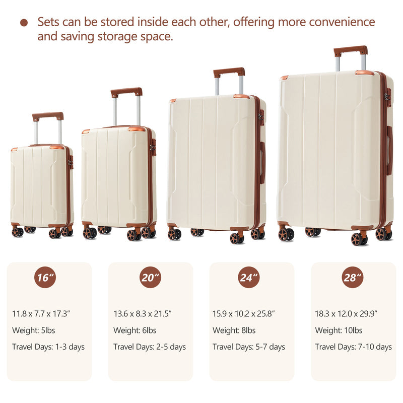 Brown & White 6-Piece Expandable Hardshell Luggage Set, photo 4 of 20