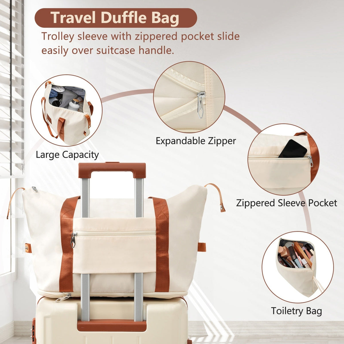 Brown & White 6-Piece Expandable Hardshell Luggage Set, photo 7 of 20