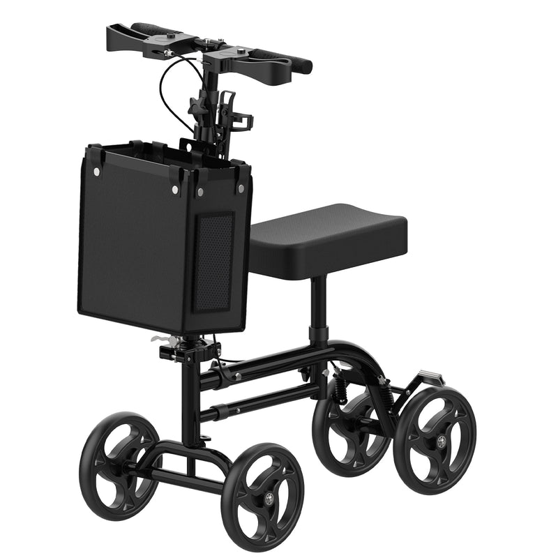 Knee Scooter for Adults with 8-Inch Wheels, Dual Brakes, Adjustable Handlebar, Black