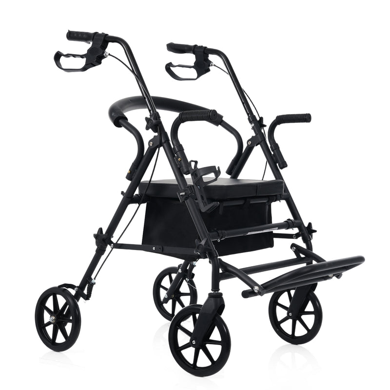 Rollator Walker with Seat for Seniors, 2-in-1 Combo, 8-Inch Wheels, Memory Foam Seat, Black, photo 10 of 10