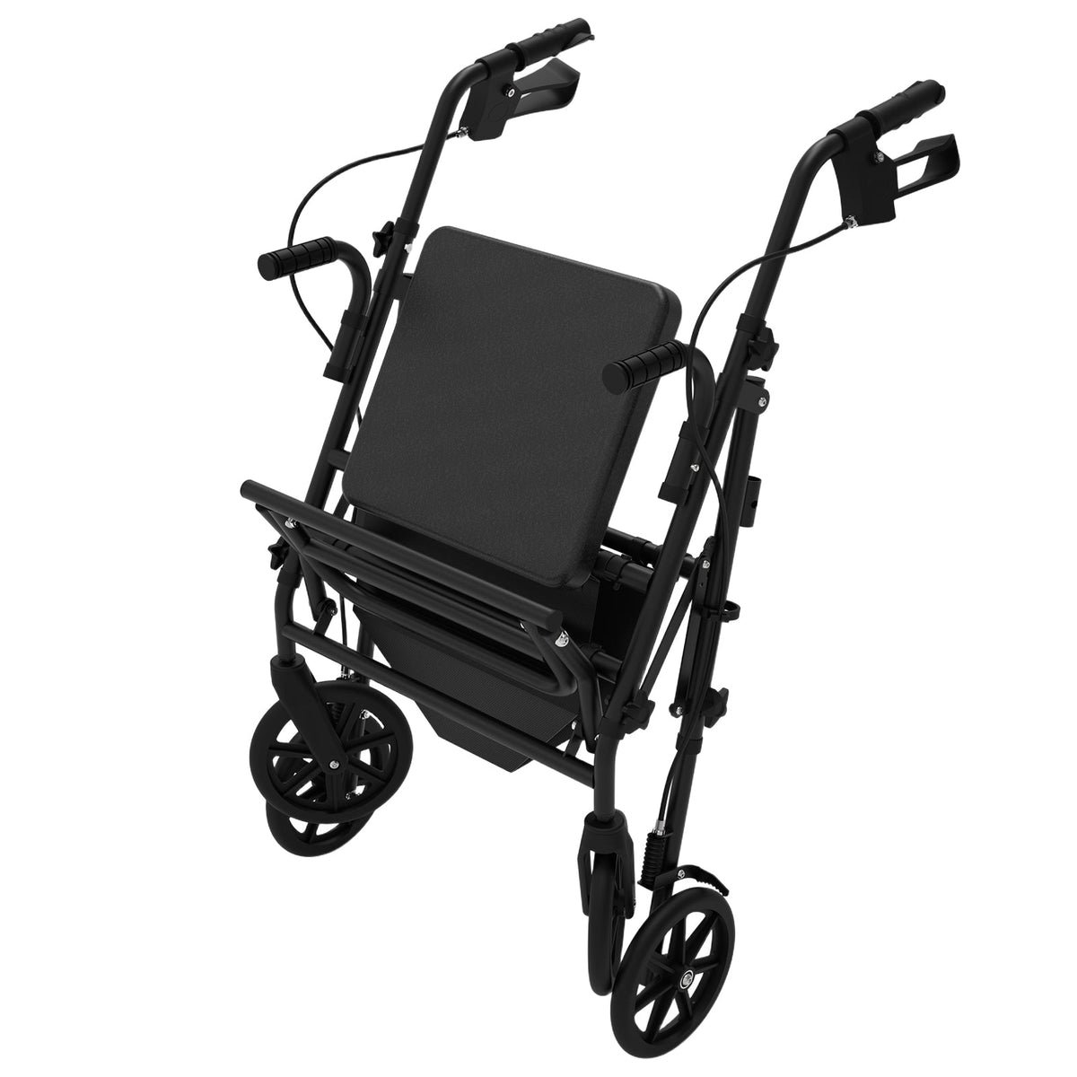 Rollator Walker with Seat for Seniors, 2-in-1 Combo, 8-Inch Wheels, Memory Foam Seat, Black, photo 7 of 10