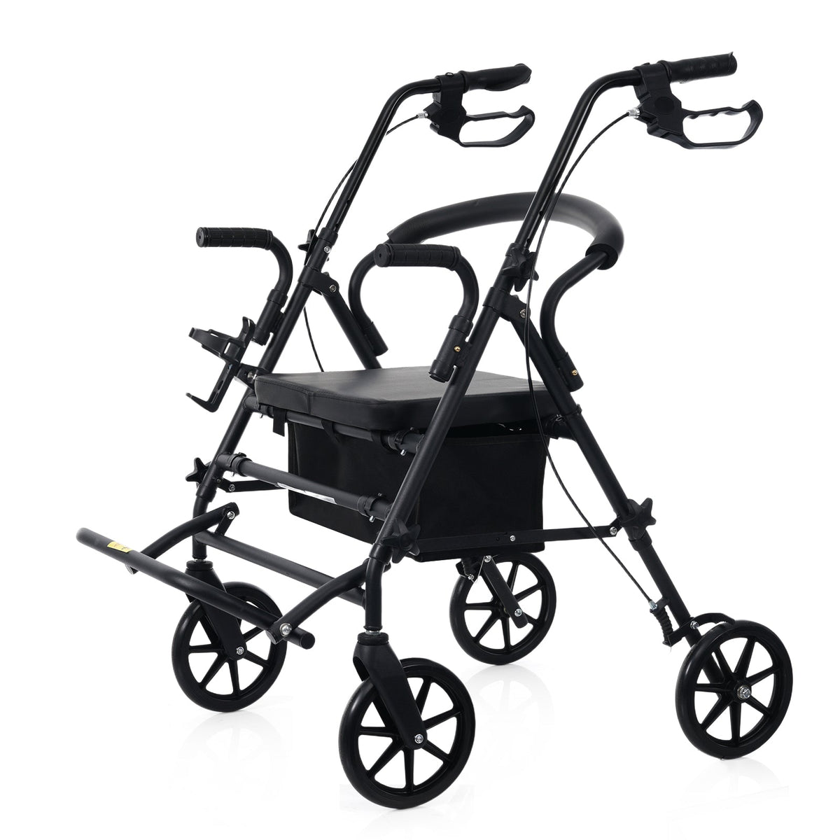 Rollator Walker with Seat for Seniors, 2-in-1 Combo, 8-Inch Wheels, Memory Foam Seat, Black, photo 9 of 10