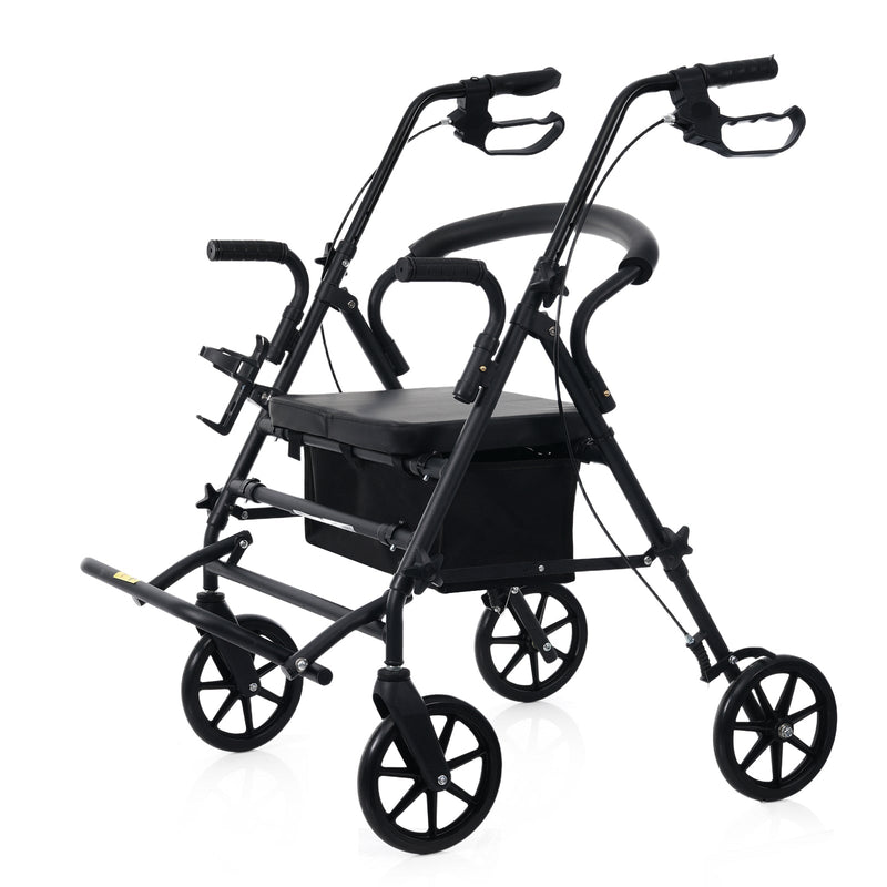 Rollator Walker with Seat for Seniors, 2-in-1 Combo, 8-Inch Wheels, Memory Foam Seat, Black, photo 9 of 10
