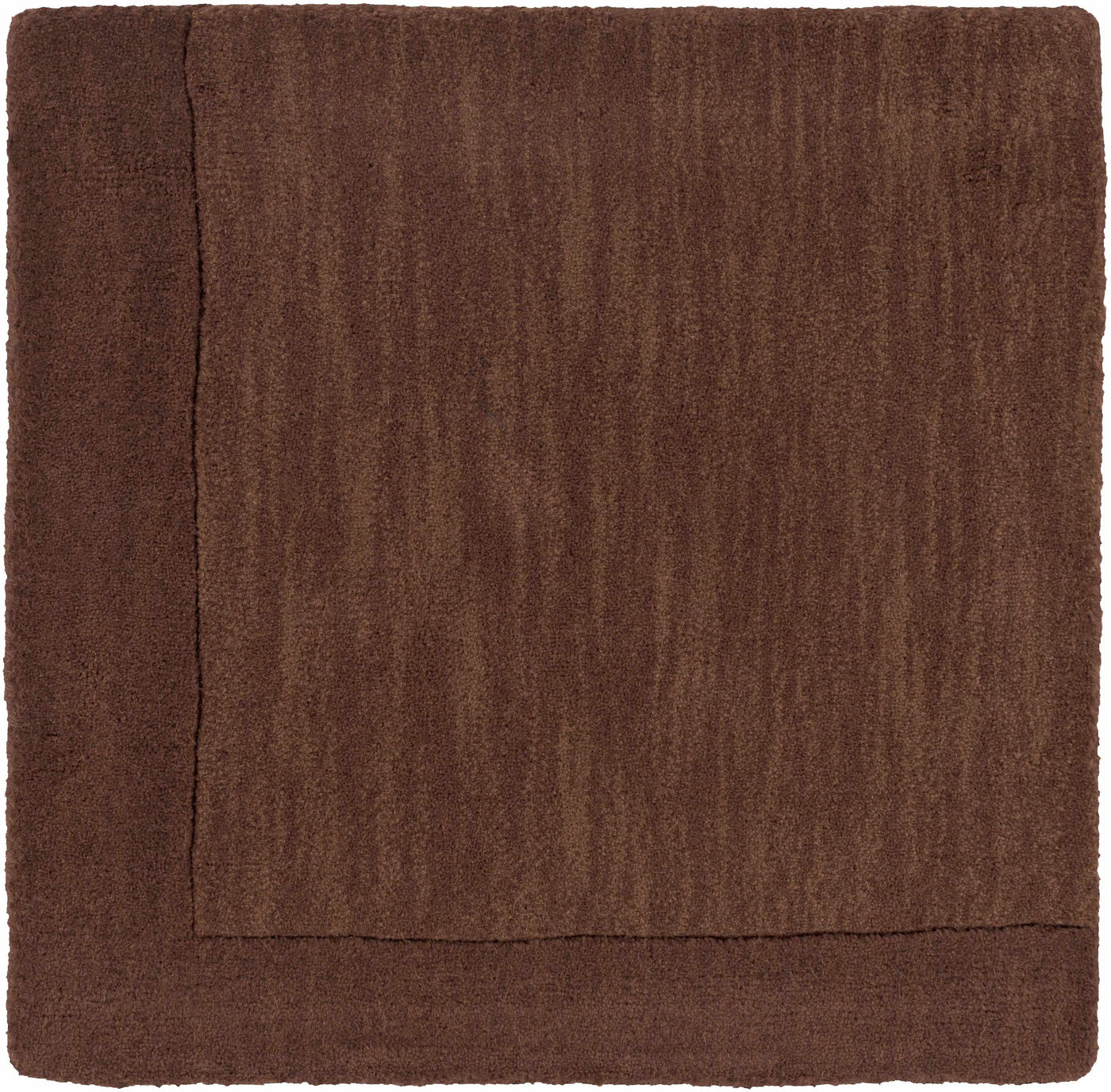 Bordered Solid Brown Wool Rug by Boutique Rugs