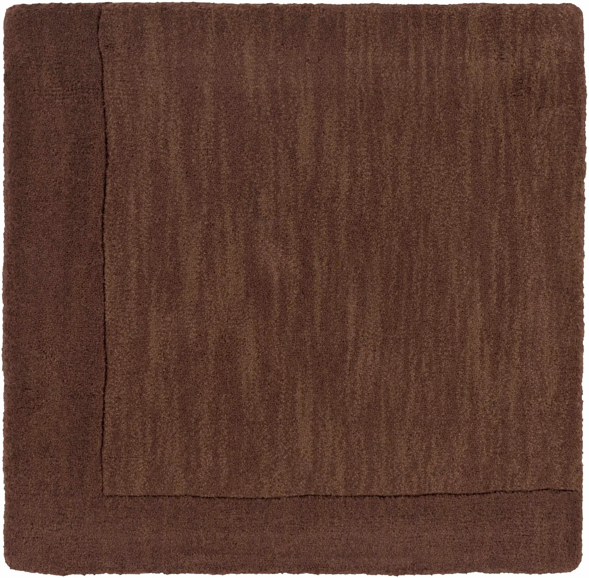 Bordered Solid Brown Wool Rug by Boutique Rugs