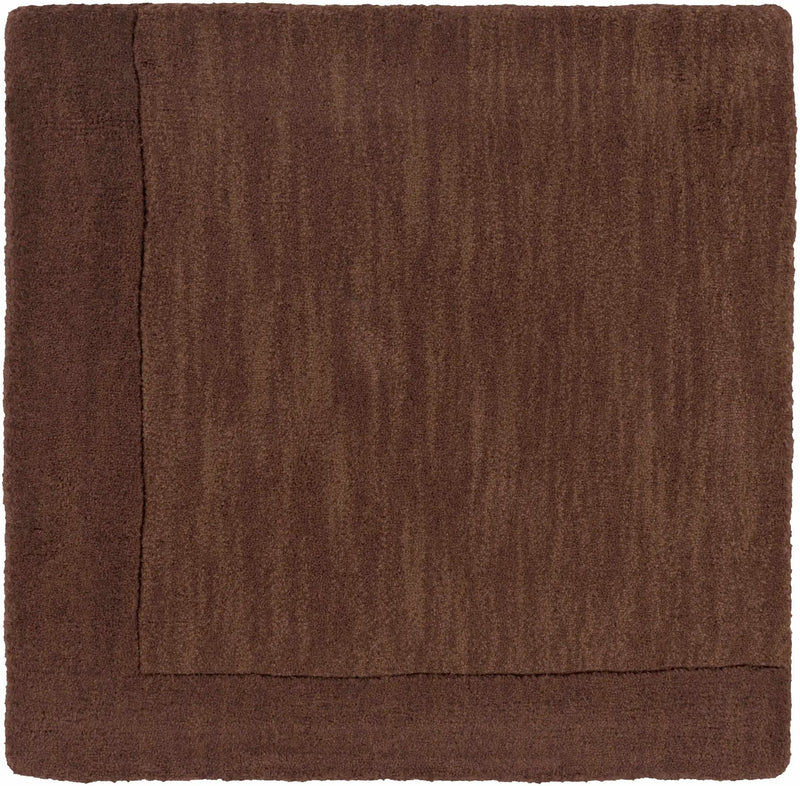 Bordered Solid Brown Wool Rug by Boutique Rugs