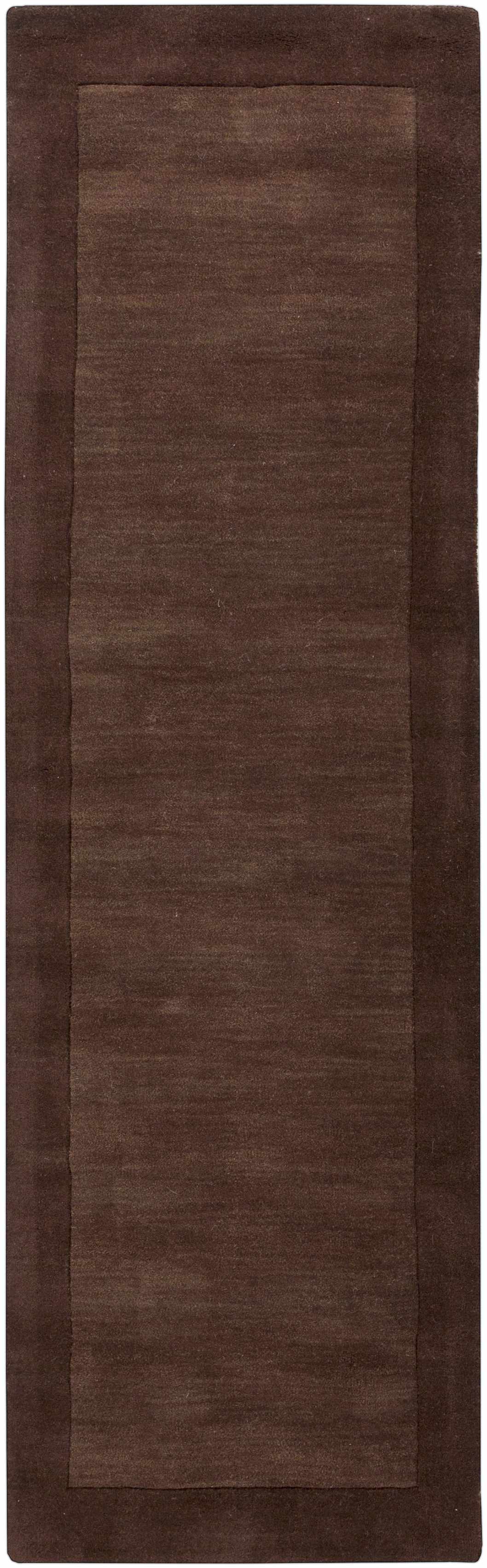 Bordered Solid Brown Wool Rug by Boutique Rugs