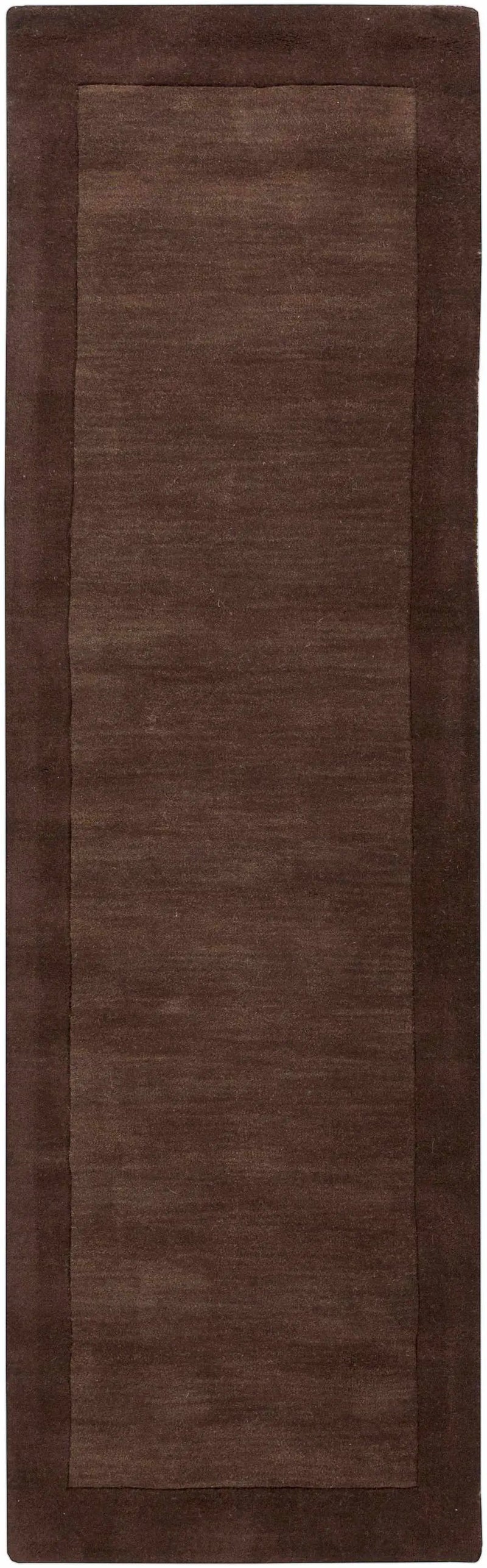 Bordered Solid Brown Wool Rug by Boutique Rugs