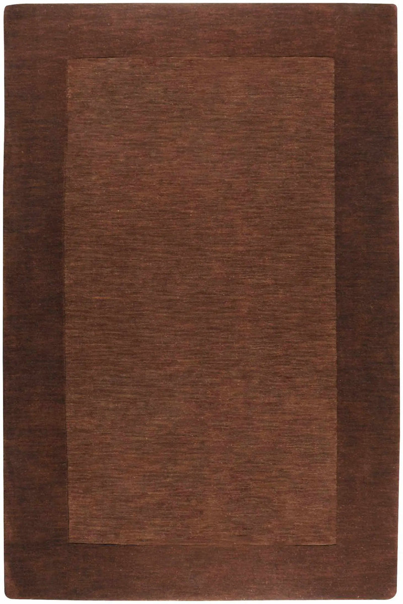 Bordered Solid Brown Wool Rug by Boutique Rugs