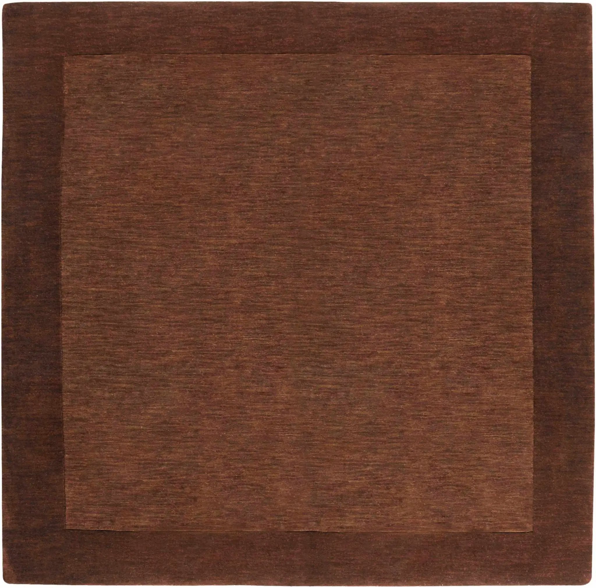 Bordered Solid Brown Wool Rug by Boutique Rugs