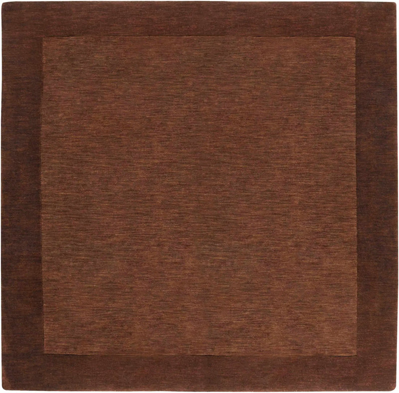 Bordered Solid Brown Wool Rug by Boutique Rugs