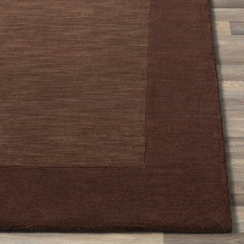 Bordered Solid Brown Wool Rug by Boutique Rugs