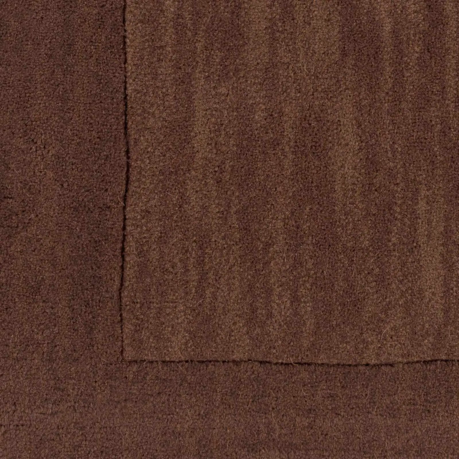 Bordered Solid Brown Wool Rug by Boutique Rugs