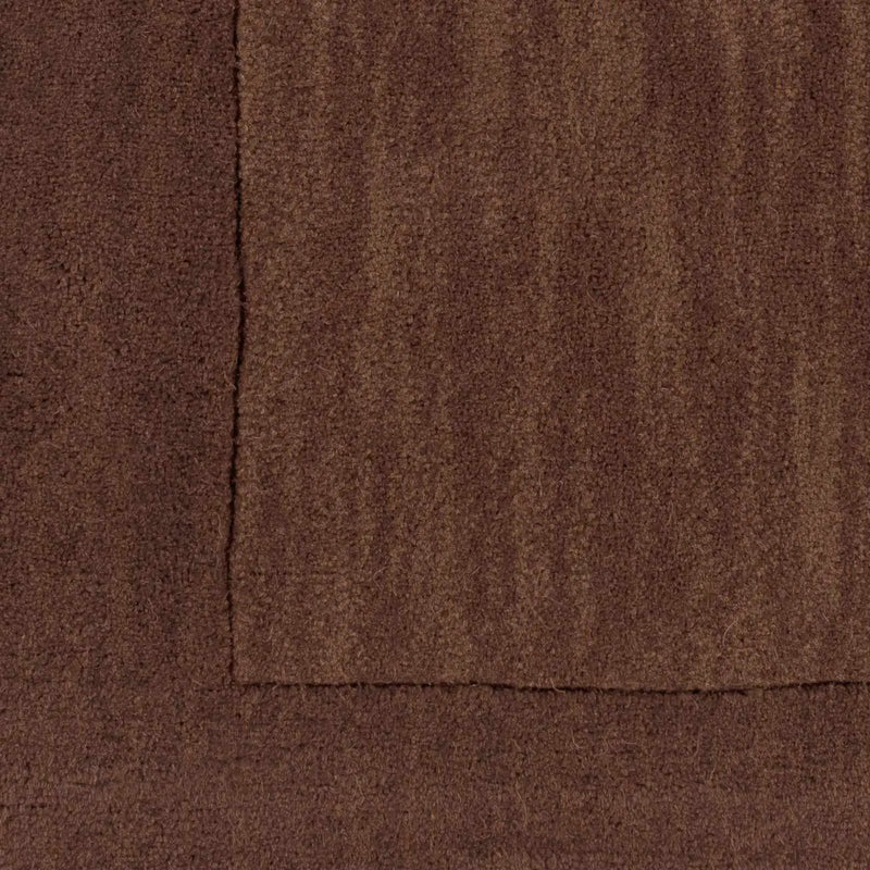 Bordered Solid Brown Wool Rug by Boutique Rugs