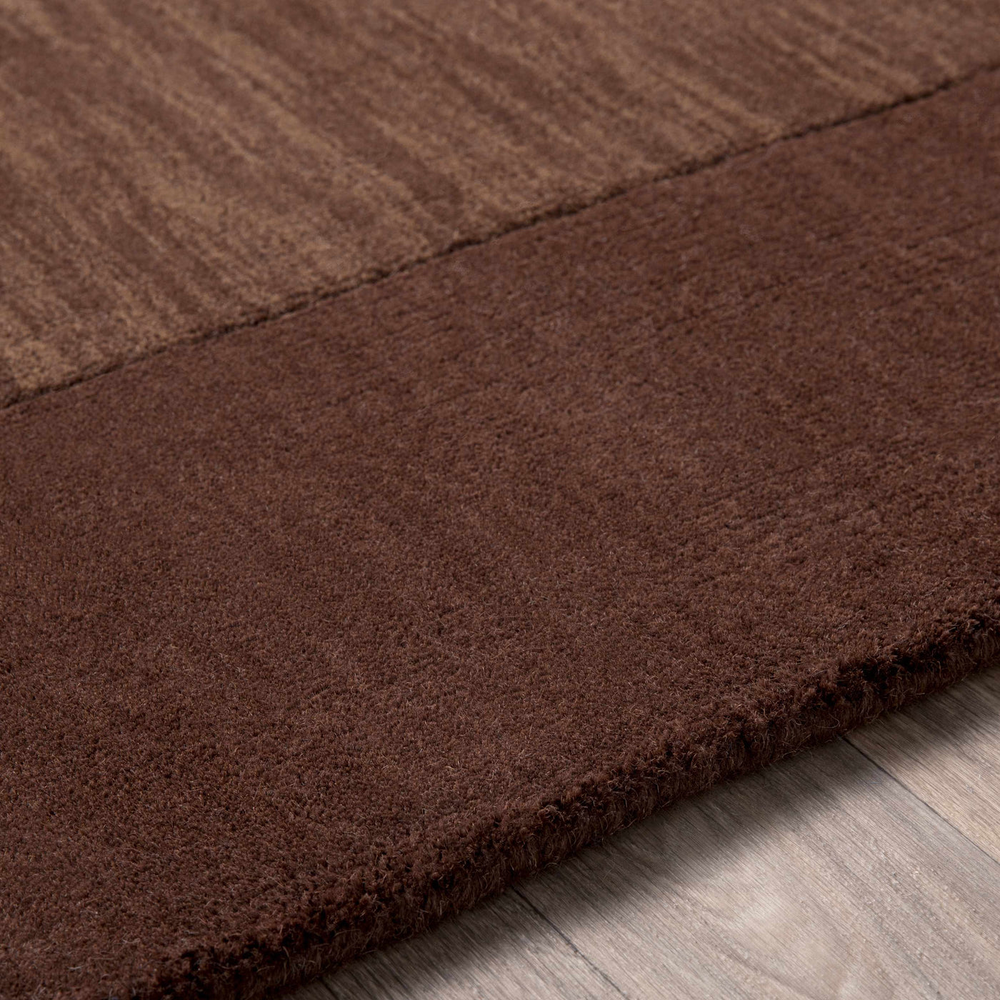 Bordered Solid Brown Wool Rug by Boutique Rugs