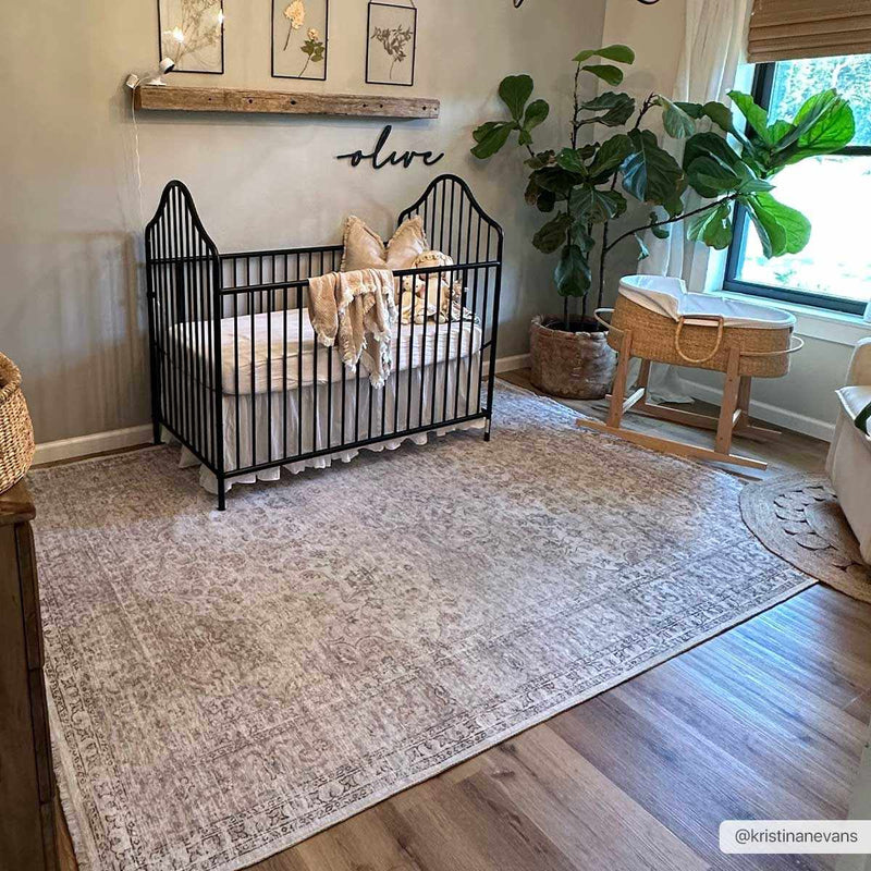 Cream Holi-2301 Washable Area Rug by Boutique Rugs
