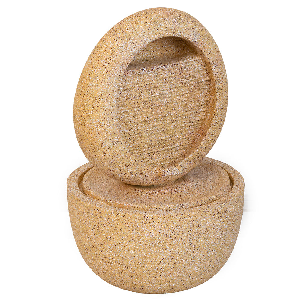 Concrete Modern Outdoor Water Fountain Ring Cream, angled view