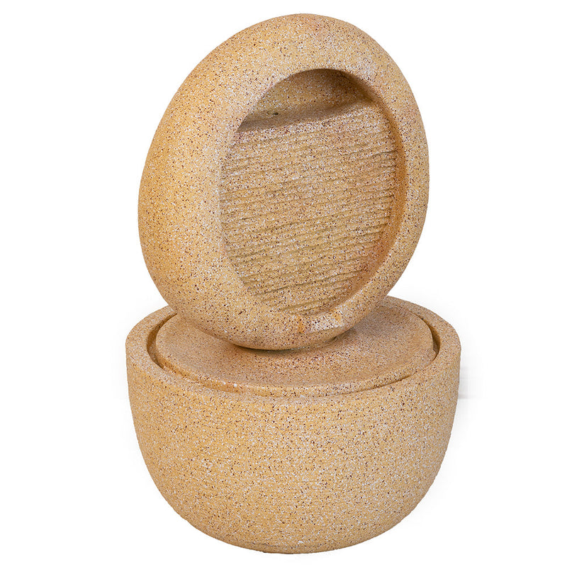 Concrete Modern Outdoor Water Fountain Ring Cream, angled view