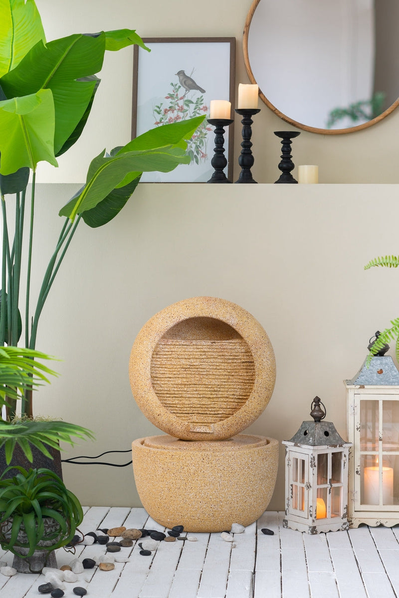Concrete Modern Outdoor Water Fountain Ring Cream, photo 2 of 6