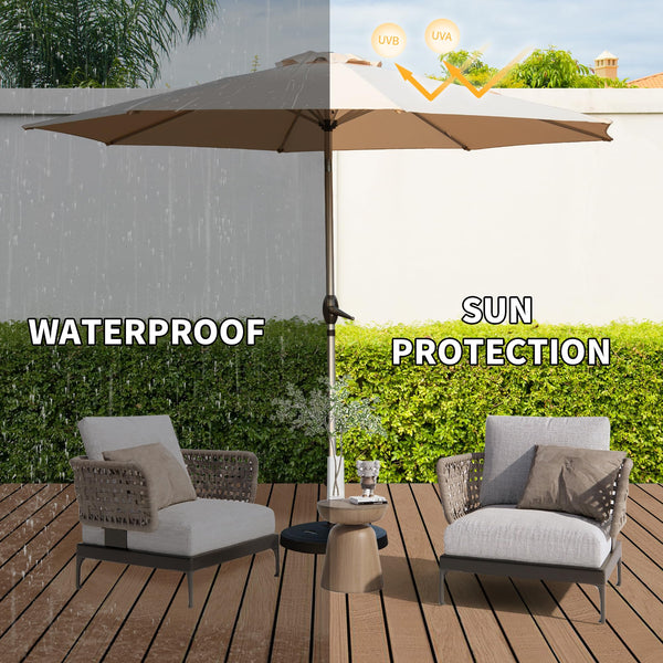 10FT Patio Umbrella with Push Button Tilt and Crank - Beige, photo 2 of 7
