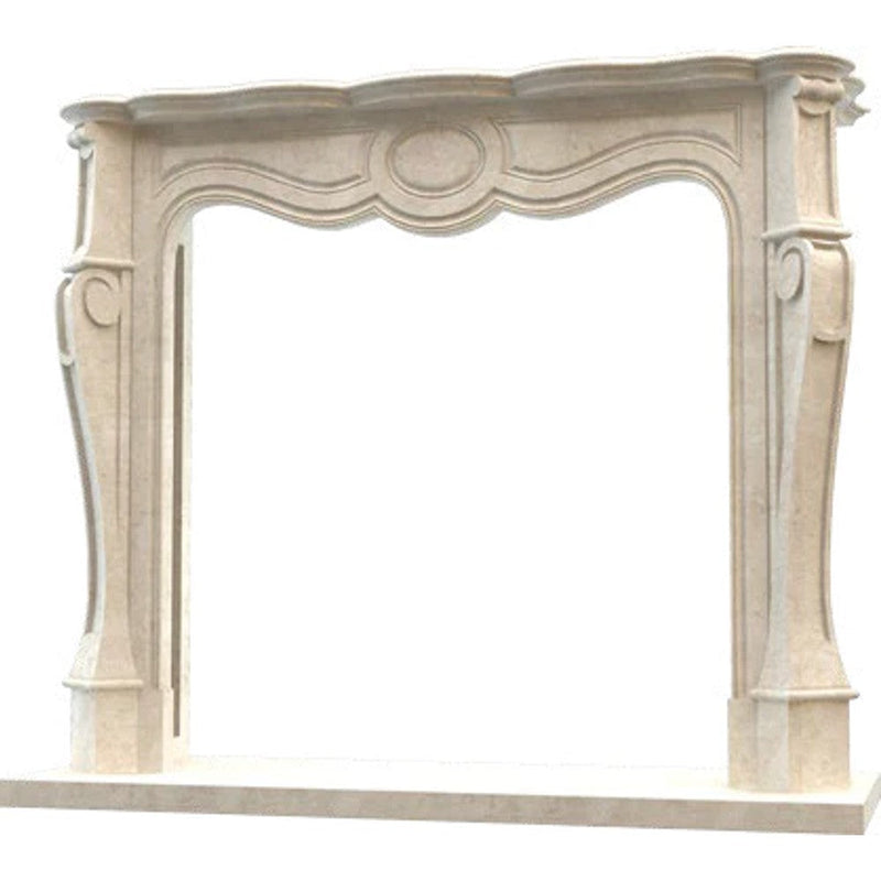 Crema Marfil Marble French Villa Style Hand-carved Fireplace Surround by GobekDesign