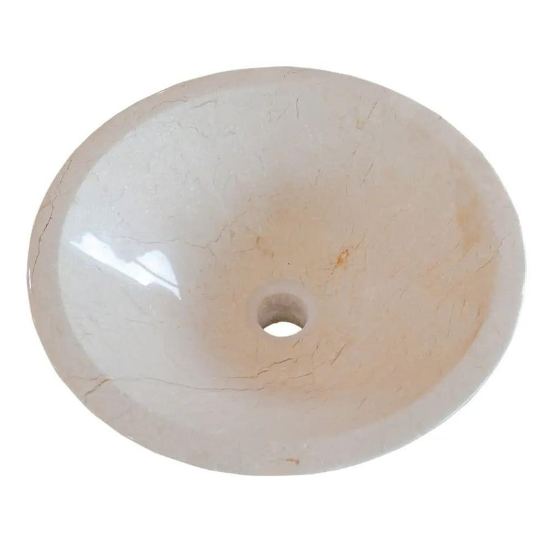 crema marfil marble natural stone tapered sink high gloss polished SKU NTRVS37 Size (D)16" (H)6" side view product shot