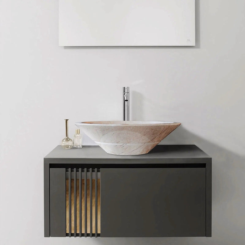Crema Marfil Marble Natural Stone Tapered Sink High-Gloss Polished (D)16" (H)6" by GobekDesign
