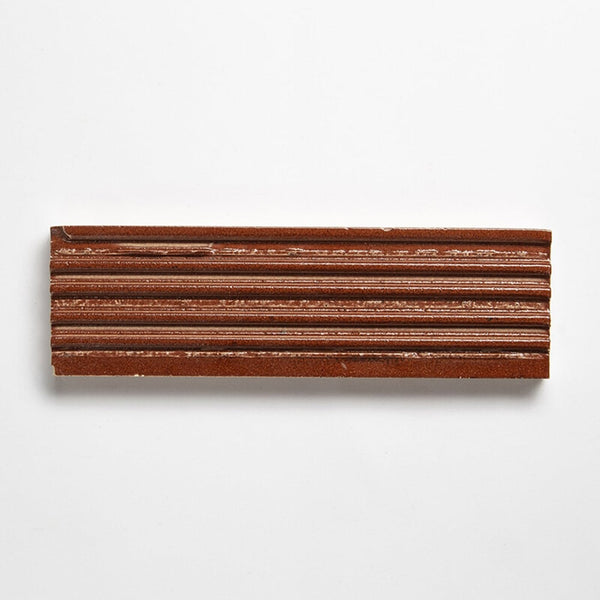 Crimson Leather Fluted Glazed Terracotta Tiles 2 1/4x7 9/16