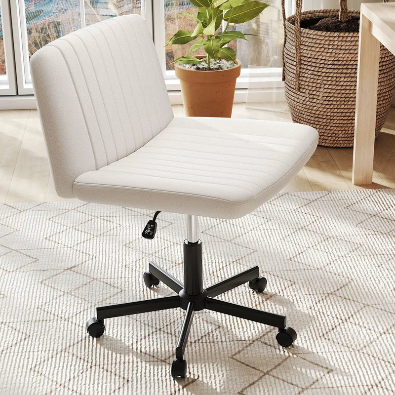 Criss Cross Chair with Wheels Cross-Legged Swivel Desk Chair with Soft-Padded Wide Seat by DirectDeals