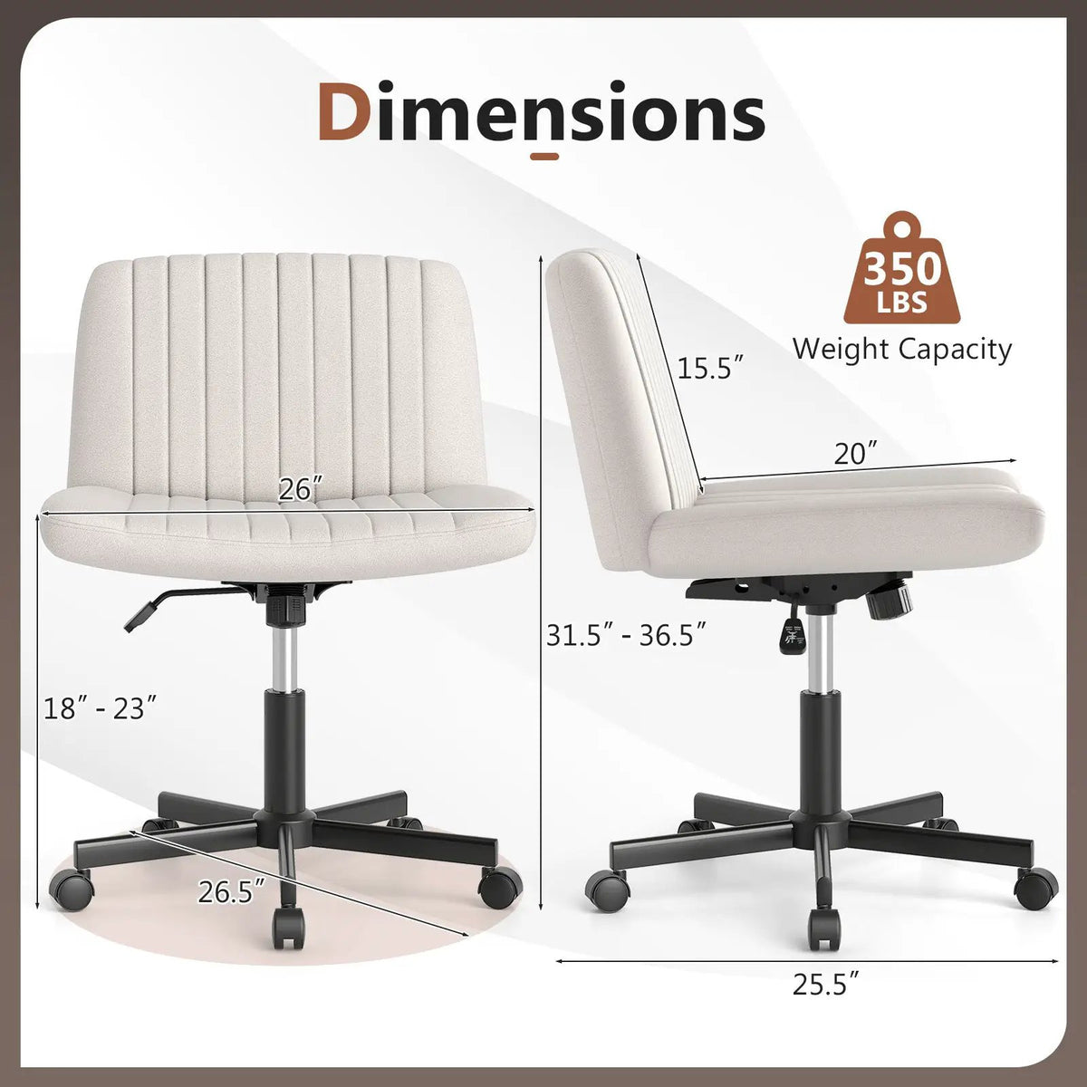 Criss Cross Chair with Wheels Cross-Legged Swivel Desk Chair with Soft-Padded Wide Seat by DirectDeals
