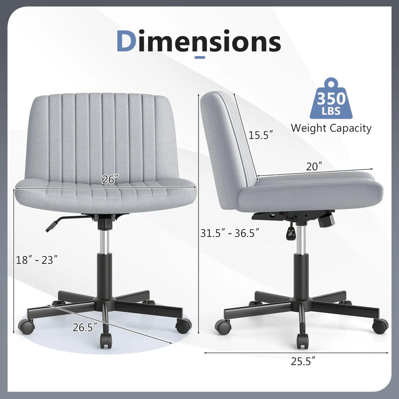 Criss Cross Chair with Wheels Cross-Legged Swivel Desk Chair with Soft-Padded Wide Seat by DirectDeals