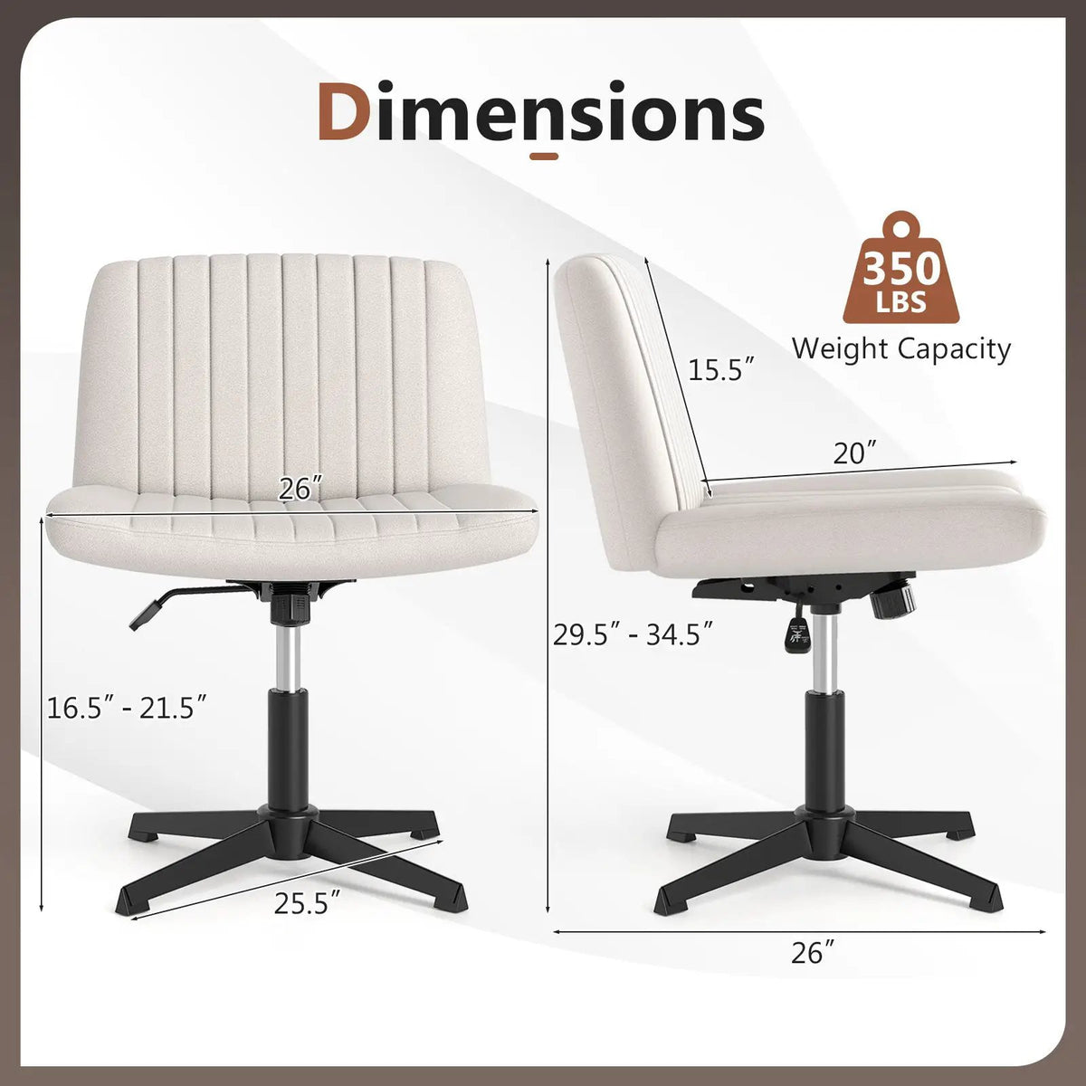 Criss Cross-Legged Swivel Desk Chair No Wheels by DirectDeals