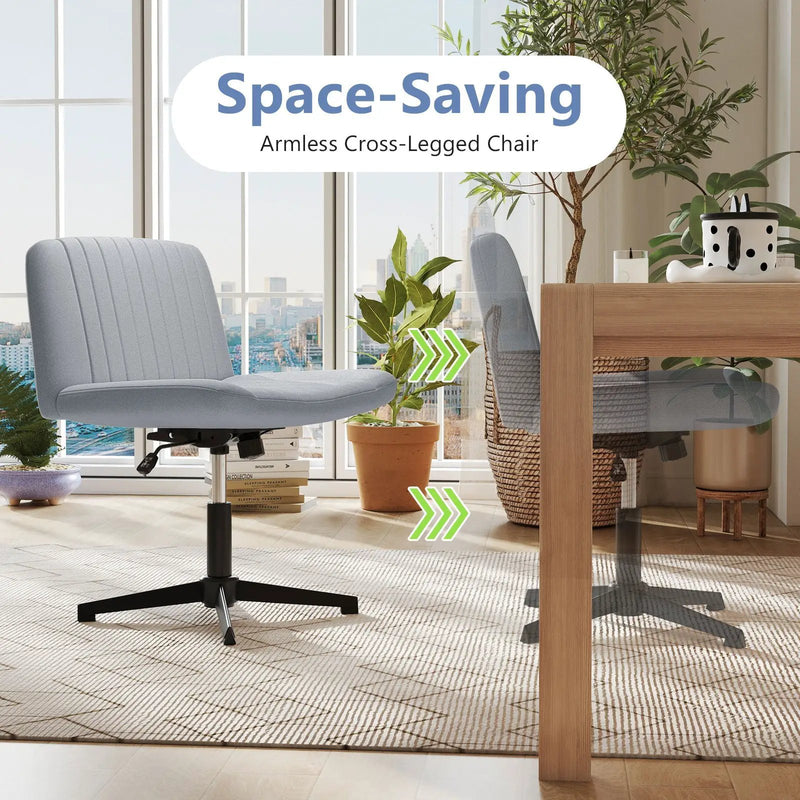Criss Cross-Legged Swivel Desk Chair No Wheels by DirectDeals