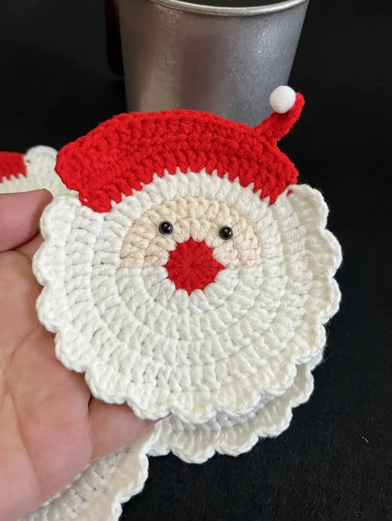 Crochet Coasters - 4pcs Santa Claus Set, Durable Fabric & Heat-Resistant by House Of Avana