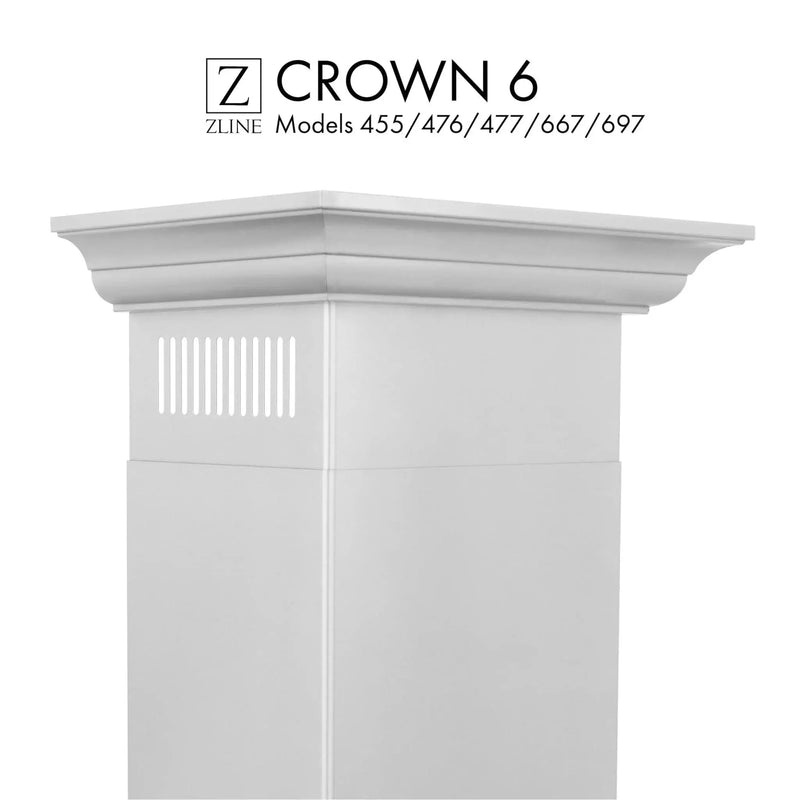 Crown Molding 6 Wall Range Hood Stainless, CM6-455/476/477/667/697 by Farmhouse Kitchen and Bath