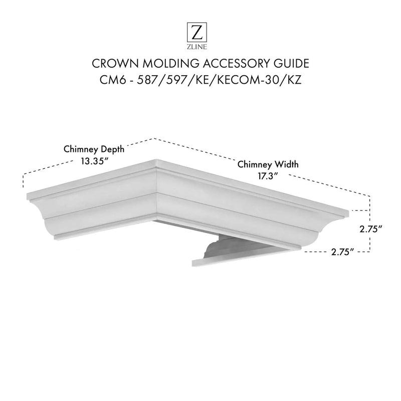 Crown Molding 6 Wall Range Hood Stainless, CM6-587/597/KE/KECOM-30/KZ by Farmhouse Kitchen and Bath