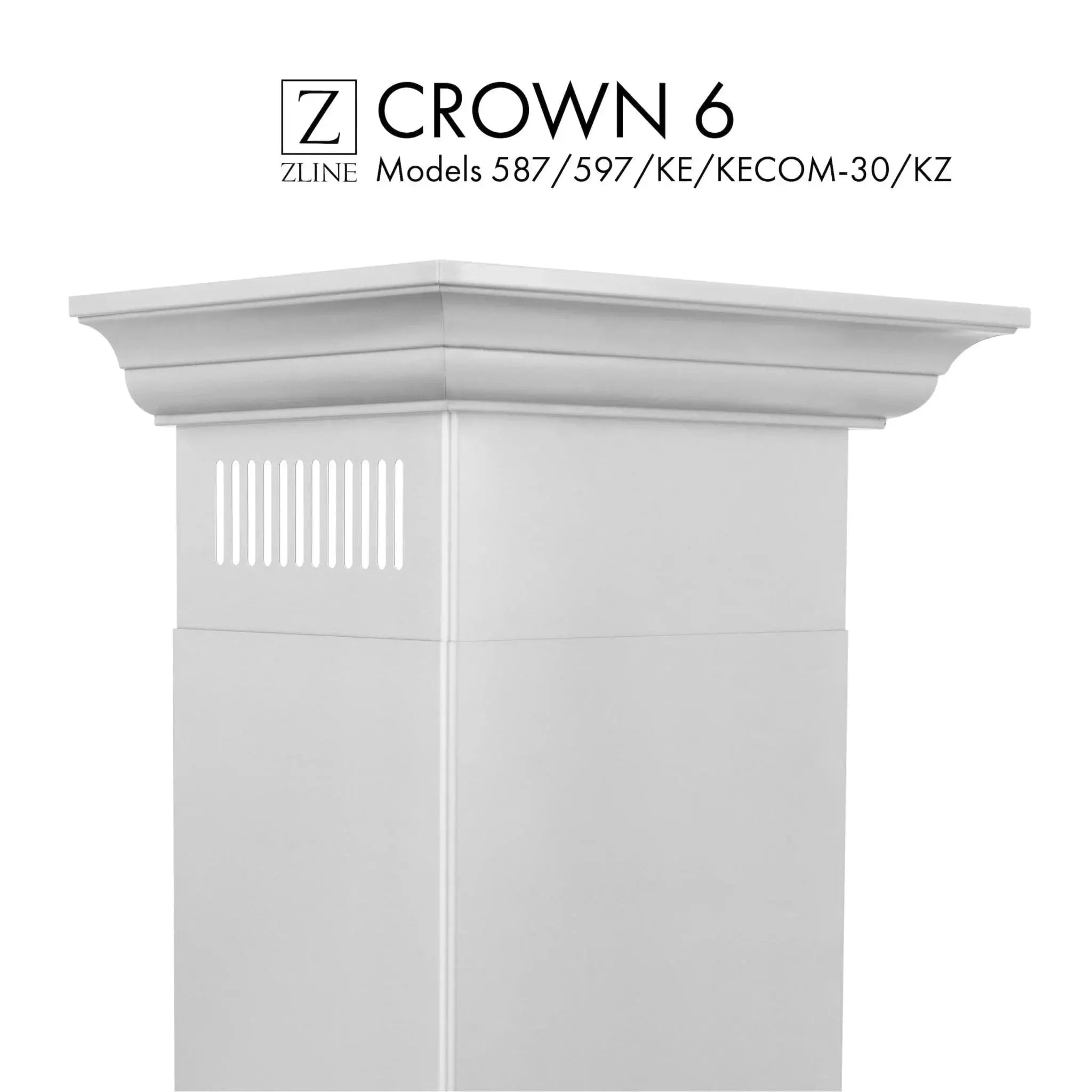 Crown Molding 6 Wall Range Hood Stainless, CM6-587/597/KE/KECOM-30/KZ by Farmhouse Kitchen and Bath