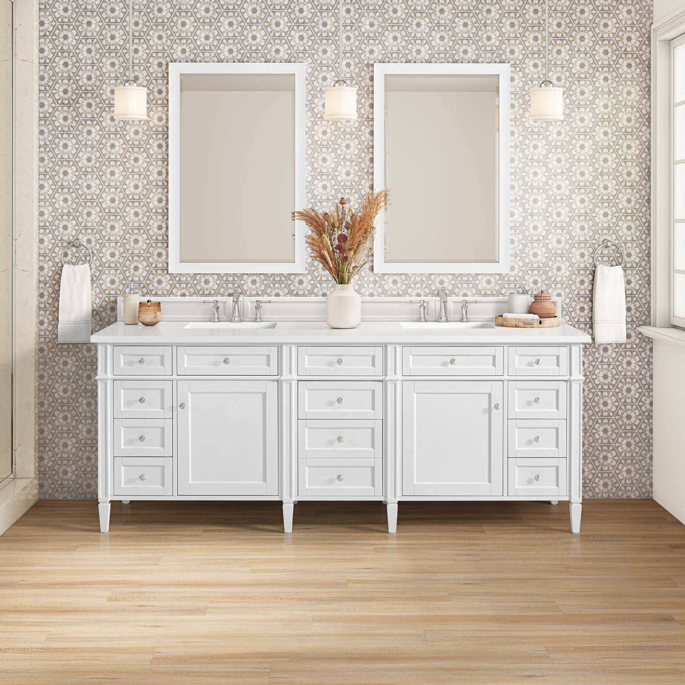 James Martin Brittany 84" Double Bathroom Vanity, Bright White by James Martin