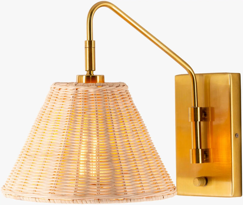 Gabas Gold Iron Rattan Wall Sconces by Boutique Rugs