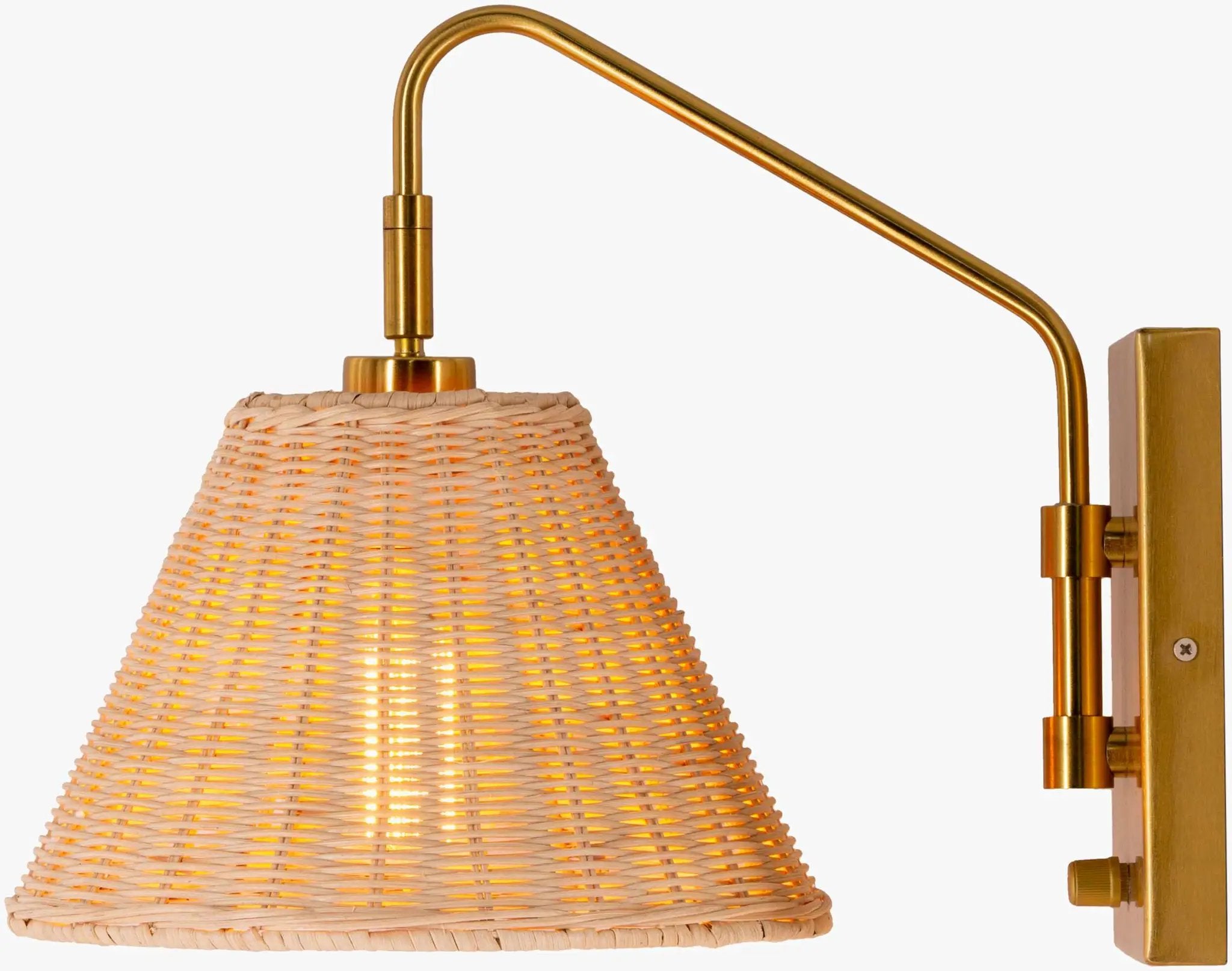 Gabas Gold Iron Rattan Wall Sconces by Boutique Rugs